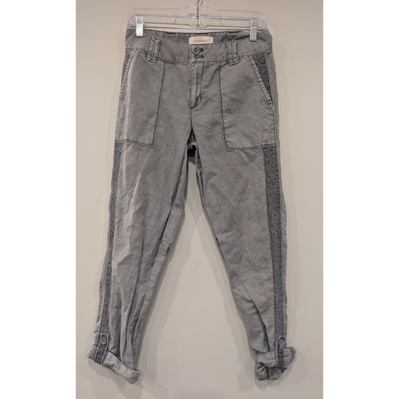 Sundance Catalog Grey Crotchet Side Roll Tab Pants Size 2 - Picture 1 of 6